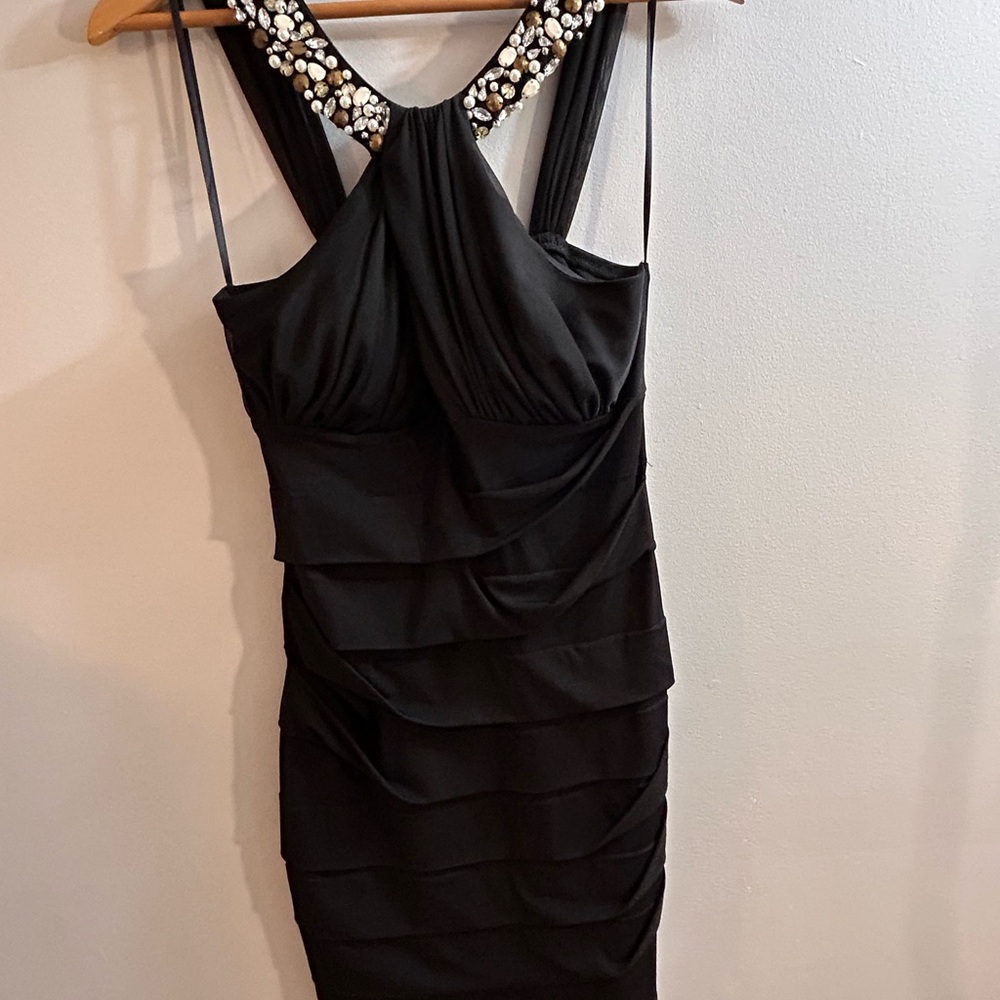 City Triangles black sleeveless bodycon dress, sold at Kohl’s in size M